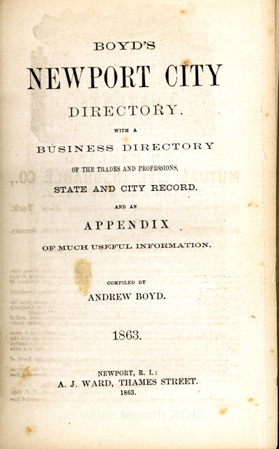Title Page: 1863 Newport Directory