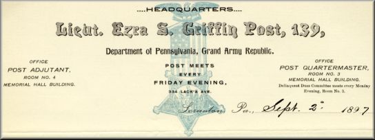 Letterhead: Griffin Post 139, Scranton