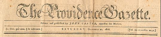 Providence Gazette, Dec. 1806