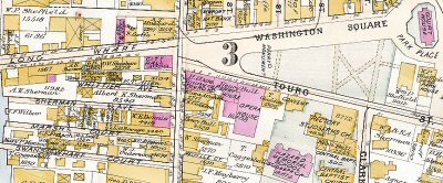 1893 map showing two Sherman stores and house property